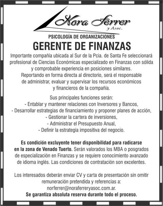 Gerente de Finanzas